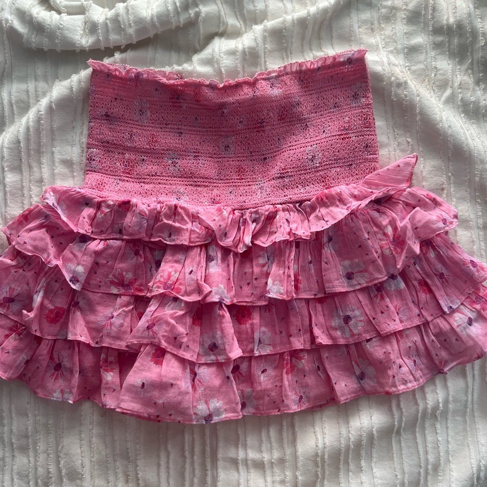 loveshackfancy pink ruffle skirt